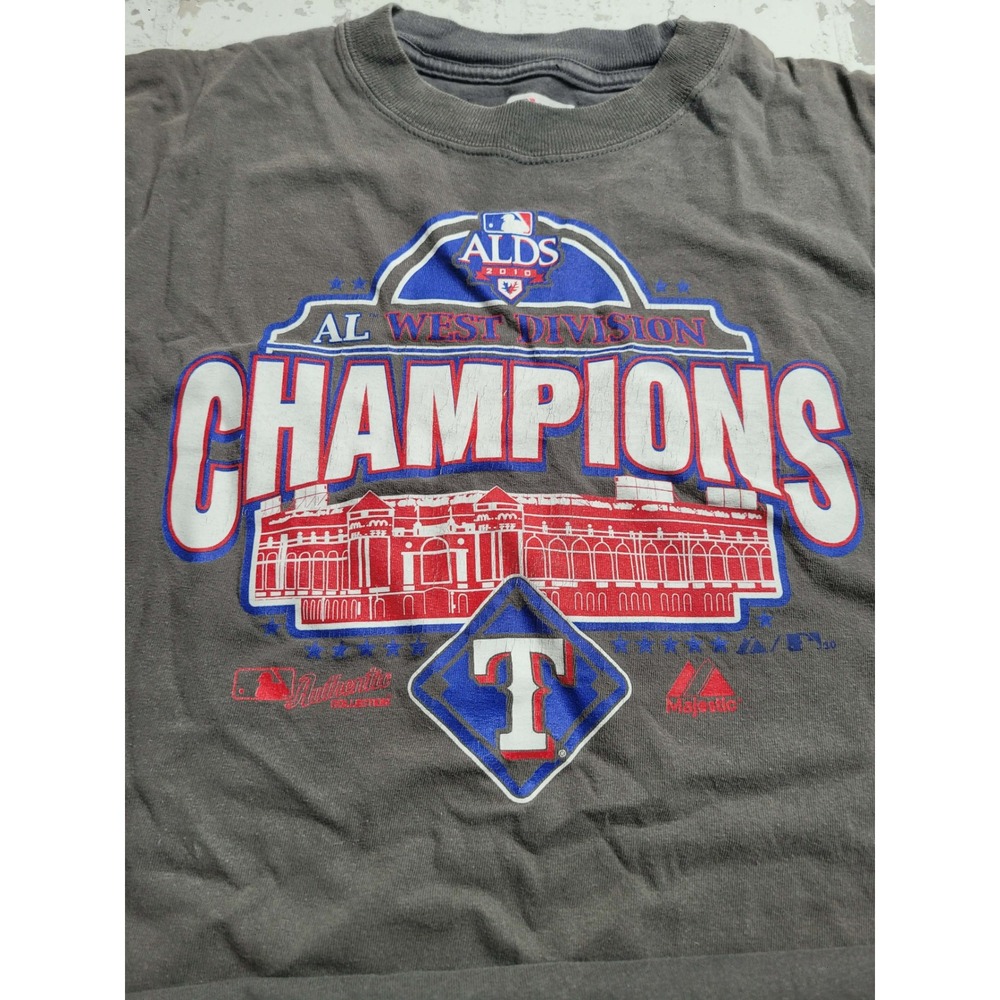 Majestic Texas Rangers 2010 ALDS Championship T-Shirt‎ Men's Large MLB Baseball - Picture 6 of 6